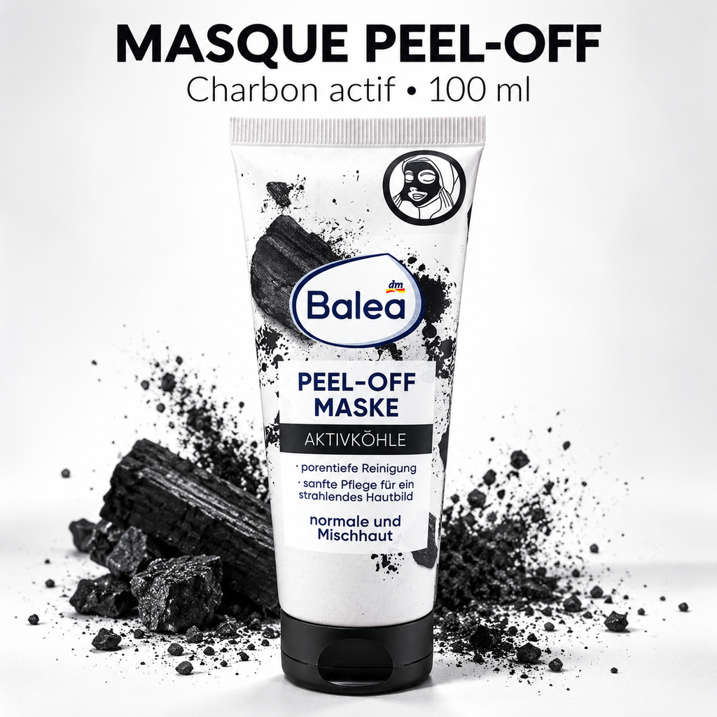 Balea Masque Peel‑Off au Charbon Actif – 100 ml