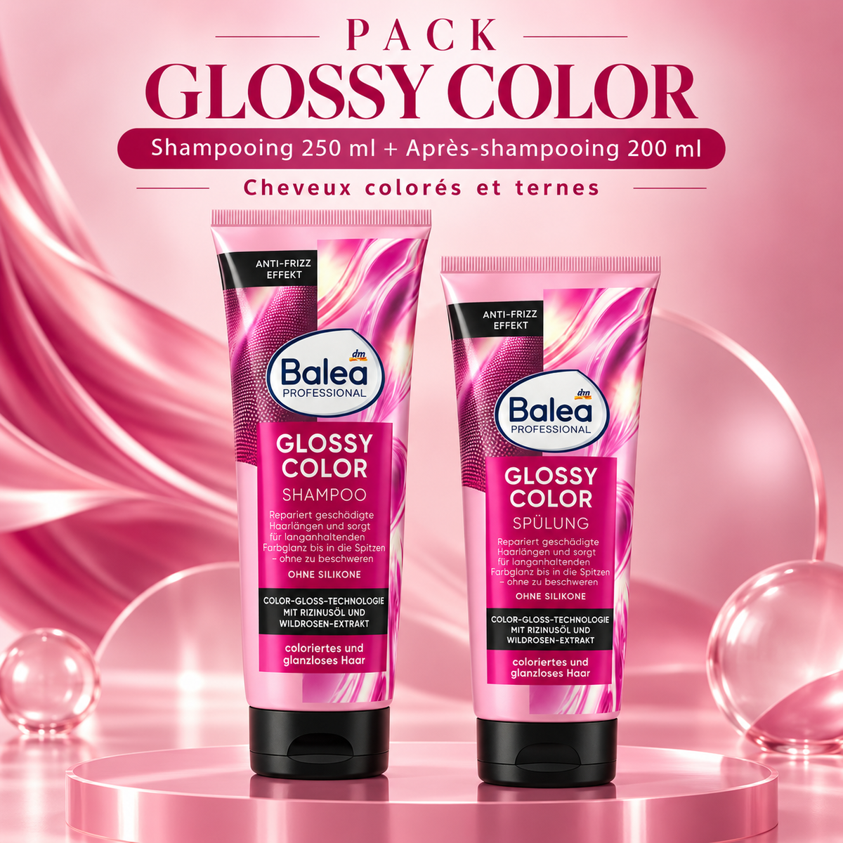 Pack Balea Professional Glossy Color – Shampooing 250 ml + Après-shampooing 200 ml