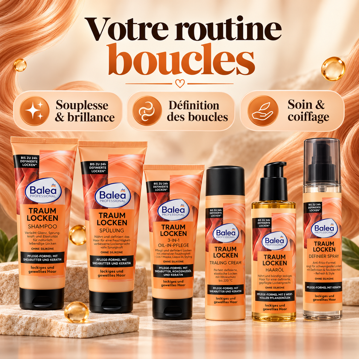 Pack Balea Professional Traumlocken – Routine Boucles &amp; Ondulations – 6 produits