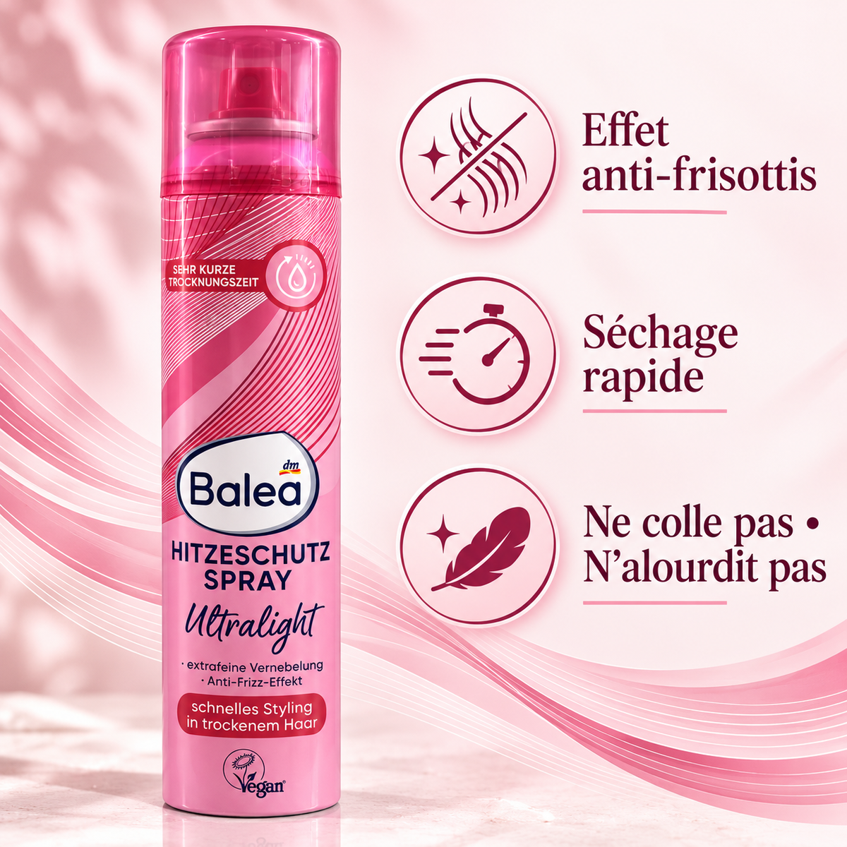 Balea Ultralight – Spray Thermoprotecteur jusqu’à 200 °C, 200 ml