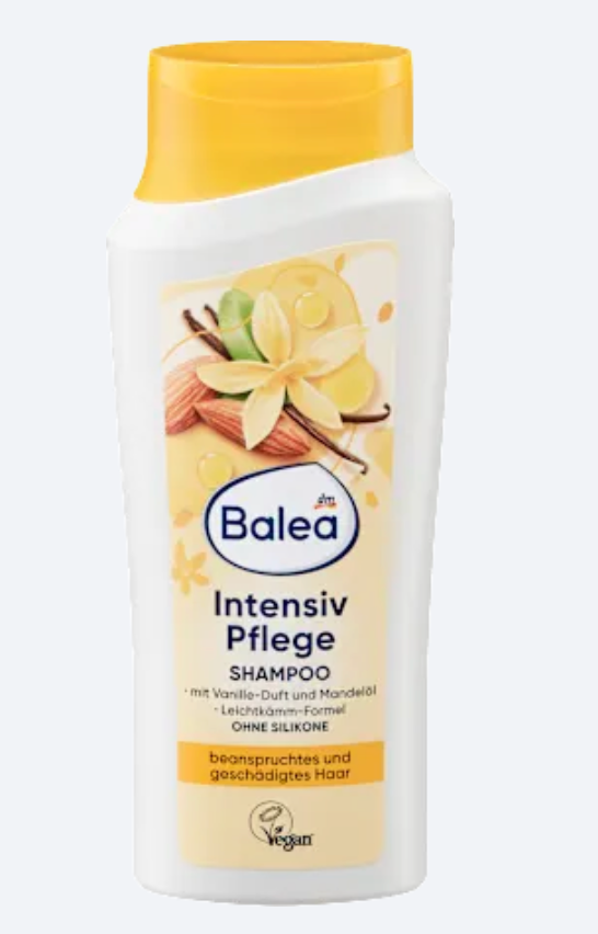 Balea Shampooing Soin Intensif Vanille & Huile d’Amande – Cheveux Abîmés, 300 ml