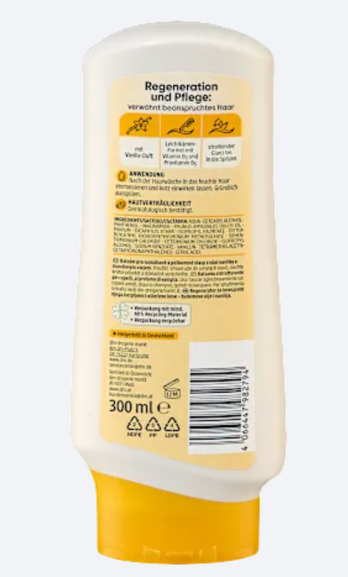 Balea Après-Shampooing Soin Intensif Vanille & Huile d’Amande – Cheveux Abîmés, 300 ml