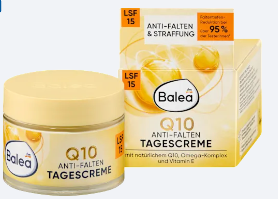 Balea Crème de Jour Anti-Rides Q10 + Oméga SPF 15 – 50 ml