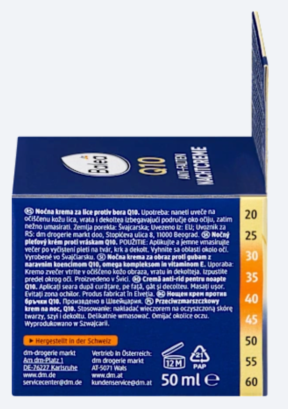 Balea Crème de Nuit Anti-Rides Q10 + Oméga – 50 ml
