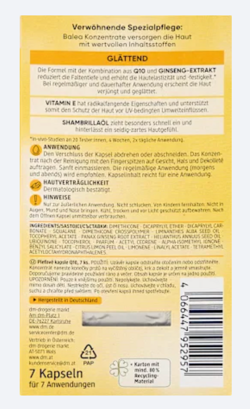 Balea Capsules Concentrées Anti-Rides Q10 – 7 capsules