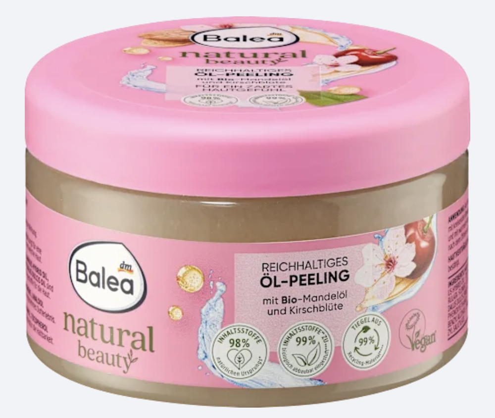 Balea Natural Beauty Gommage Corps à l’Huile d’Amande Bio – 300 g