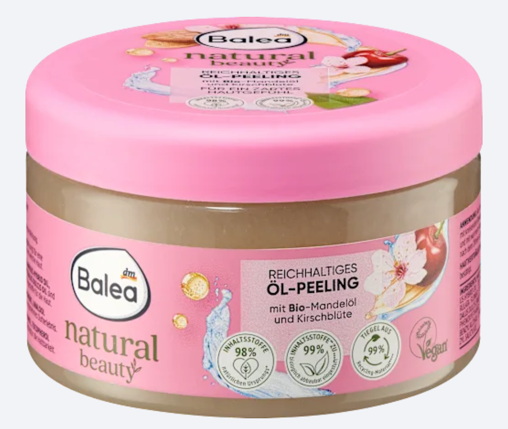 Balea Natural Beauty Gommage Corps à l’Huile d’Amande Bio – 300 g
