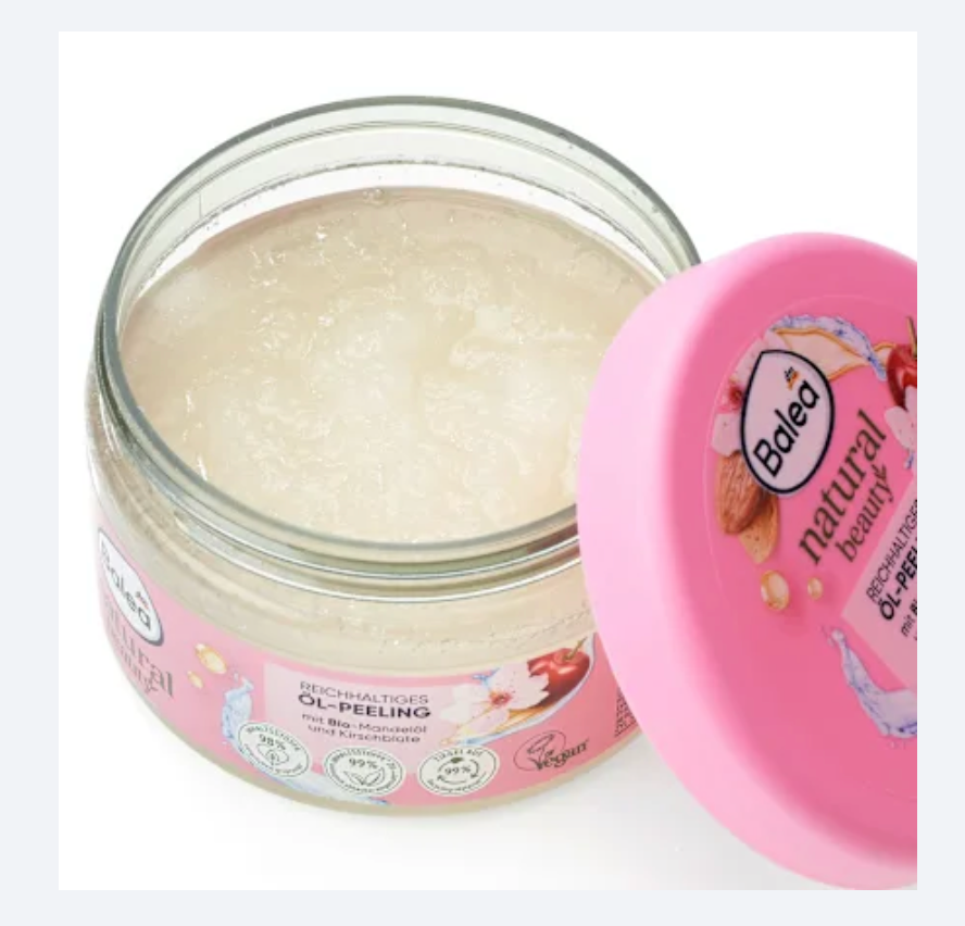 Balea Natural Beauty Gommage Corps à l’Huile d’Amande Bio – 300 g