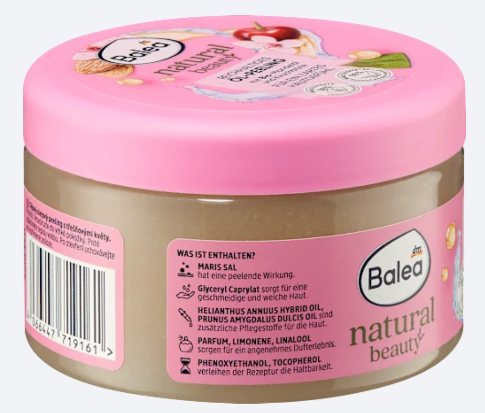 Balea Natural Beauty Gommage Corps à l’Huile d’Amande Bio – 300 g