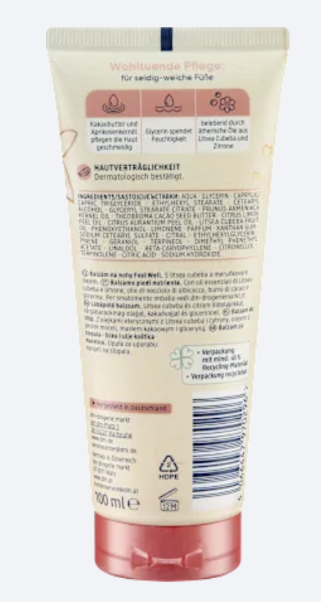Balea Feel Well Baume Hydratant pour les Pieds – 100 ml