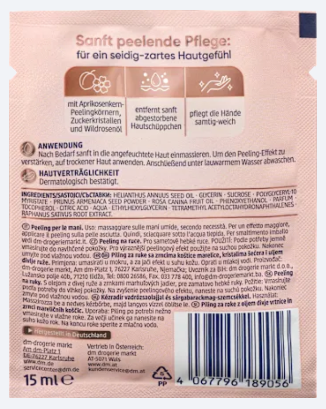 Balea Gommage pour les Mains Rose Musquée & Abricot – 15 ml