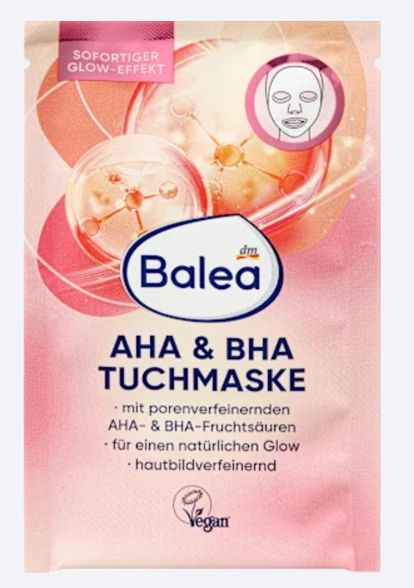Balea Masque Visage AHA & BHA Éclat et Pores – 1 pièce