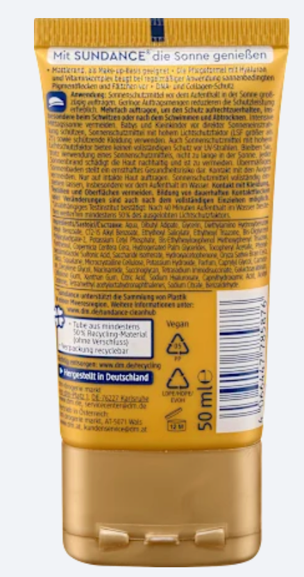 SUNDANCE Fluide Solaire Anti-Âge Visage SPF 50 – 50 ml