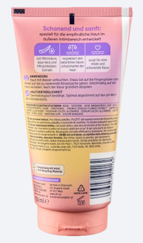 Balea Gel à Raser Intime Peaux Sensibles – 150 ml