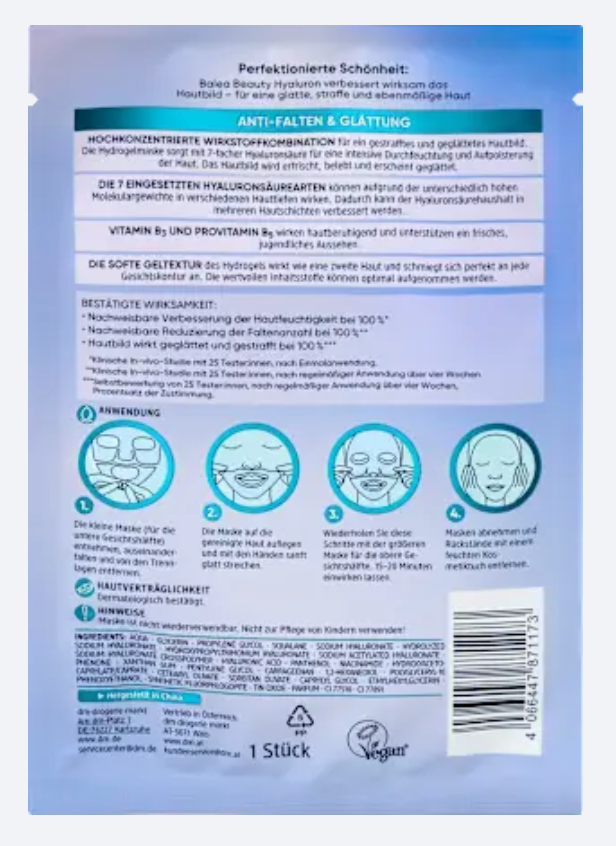 Balea Masque Hydrogel Beauty Hyaluron 7-en-1 – 1 pièce