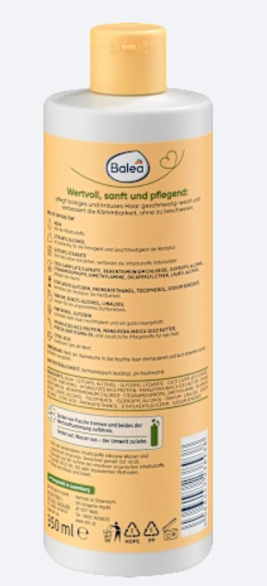 Balea Natural Beauty Après-Shampooing Réparateur Avocat Bio & Mangue – 350 ml