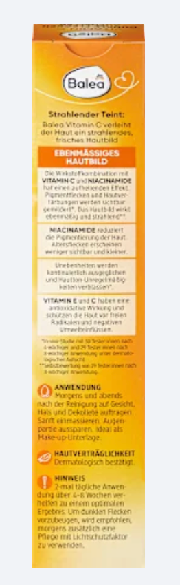 Balea Soin Visage Anti-Taches Vitamine C & Niacinamide – 50 ml