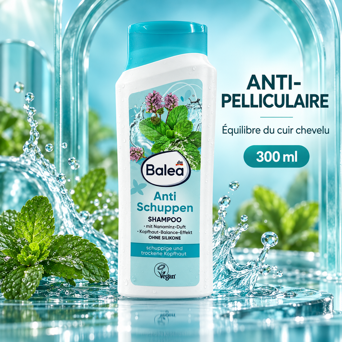Balea Anti-Pelliculaire – Shampooing Équilibre du Cuir Chevelu, 300 ml