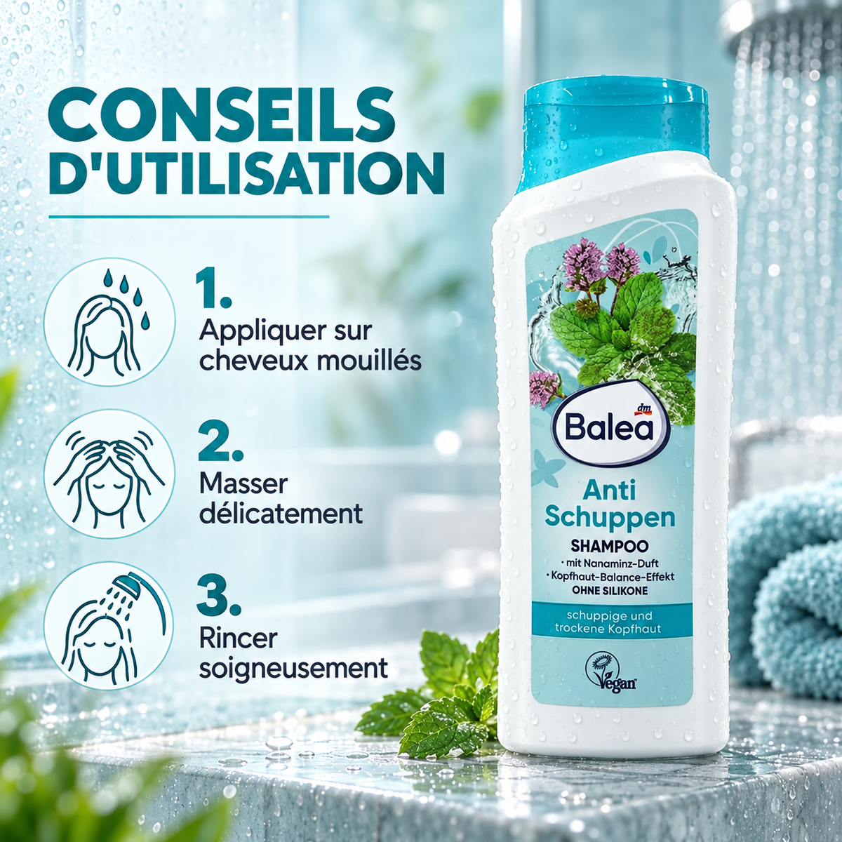 Balea Anti-Pelliculaire – Shampooing Équilibre du Cuir Chevelu, 300 ml