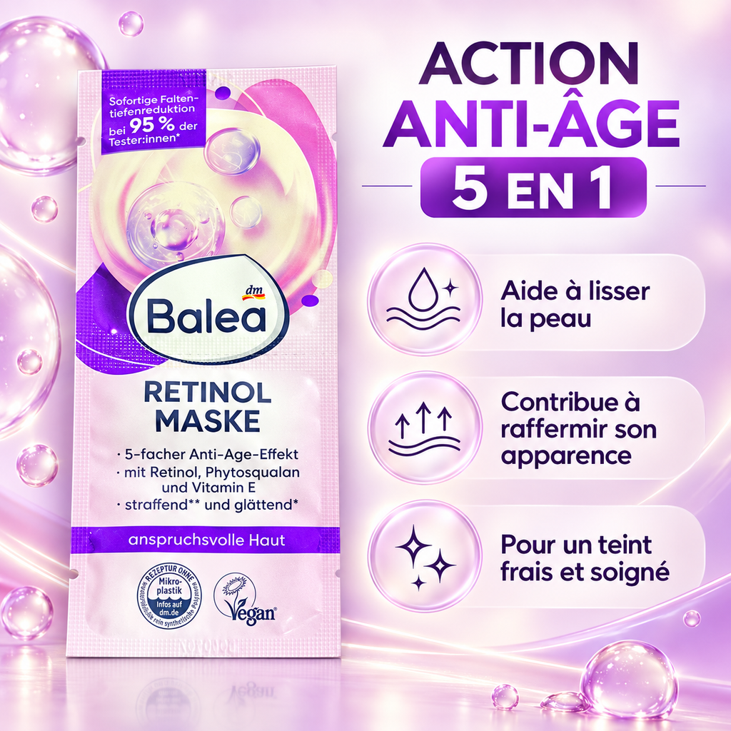Balea – Masque Visage au Rétinol, 16 ml