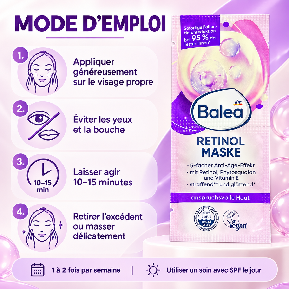 Balea – Masque Visage au Rétinol, 16 ml