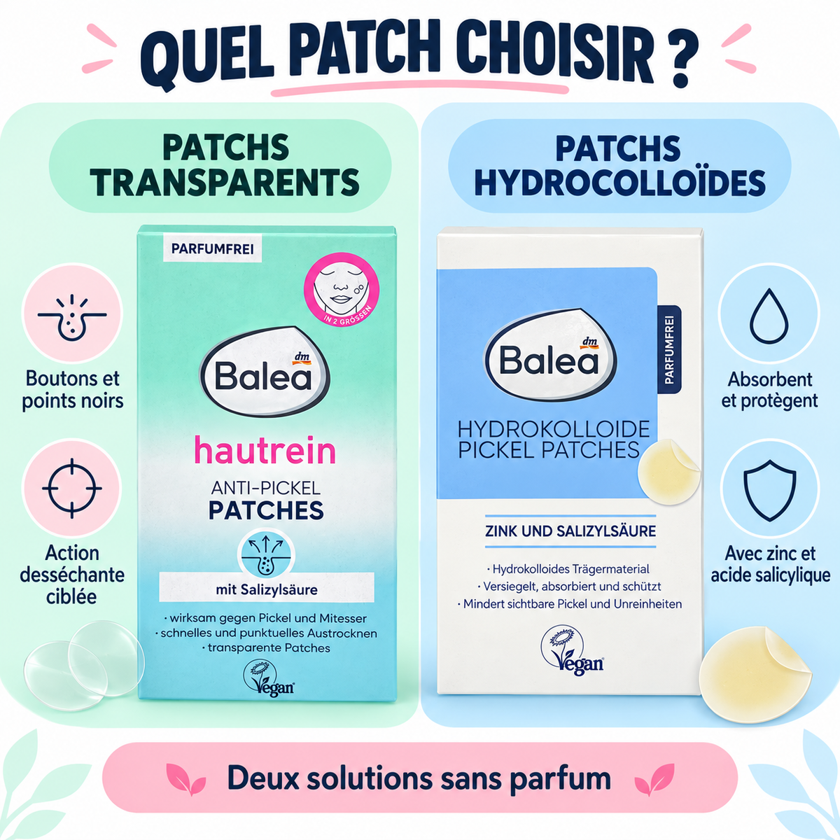 Balea – Duo de Patchs Anti-Boutons à l’Acide Salicylique &amp; Hydrocolloïdes