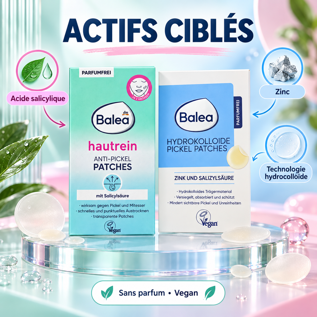 Balea – Duo de Patchs Anti-Boutons à l’Acide Salicylique &amp; Hydrocolloïdes