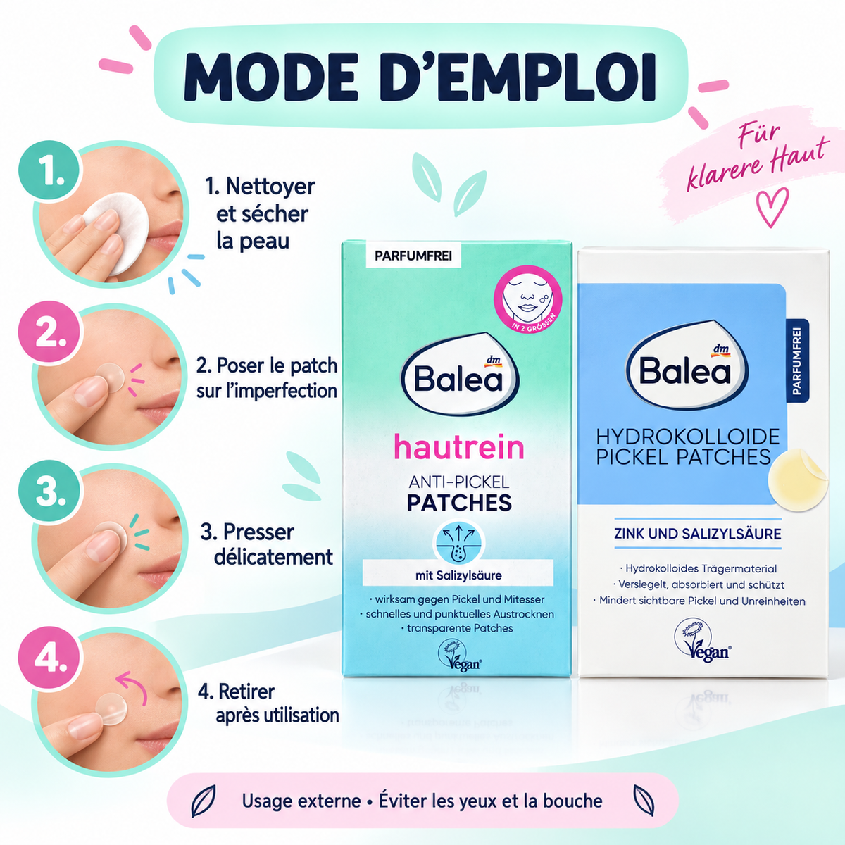 Balea – Duo de Patchs Anti-Boutons à l’Acide Salicylique &amp; Hydrocolloïdes