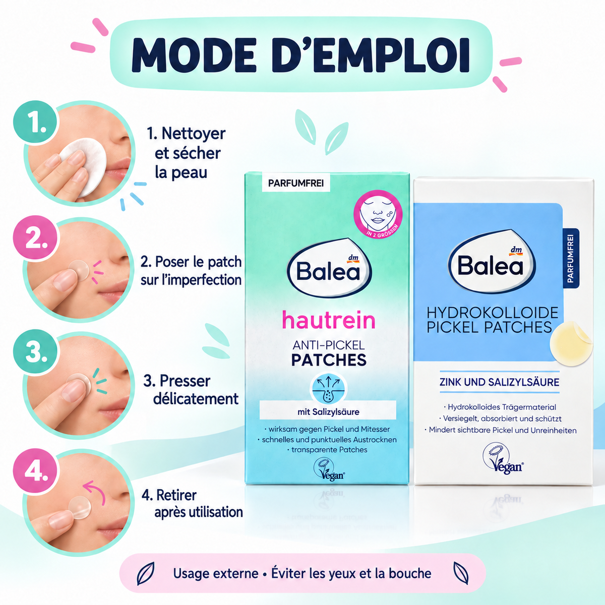 Balea – Duo de Patchs Anti-Boutons à l’Acide Salicylique &amp; Hydrocolloïdes