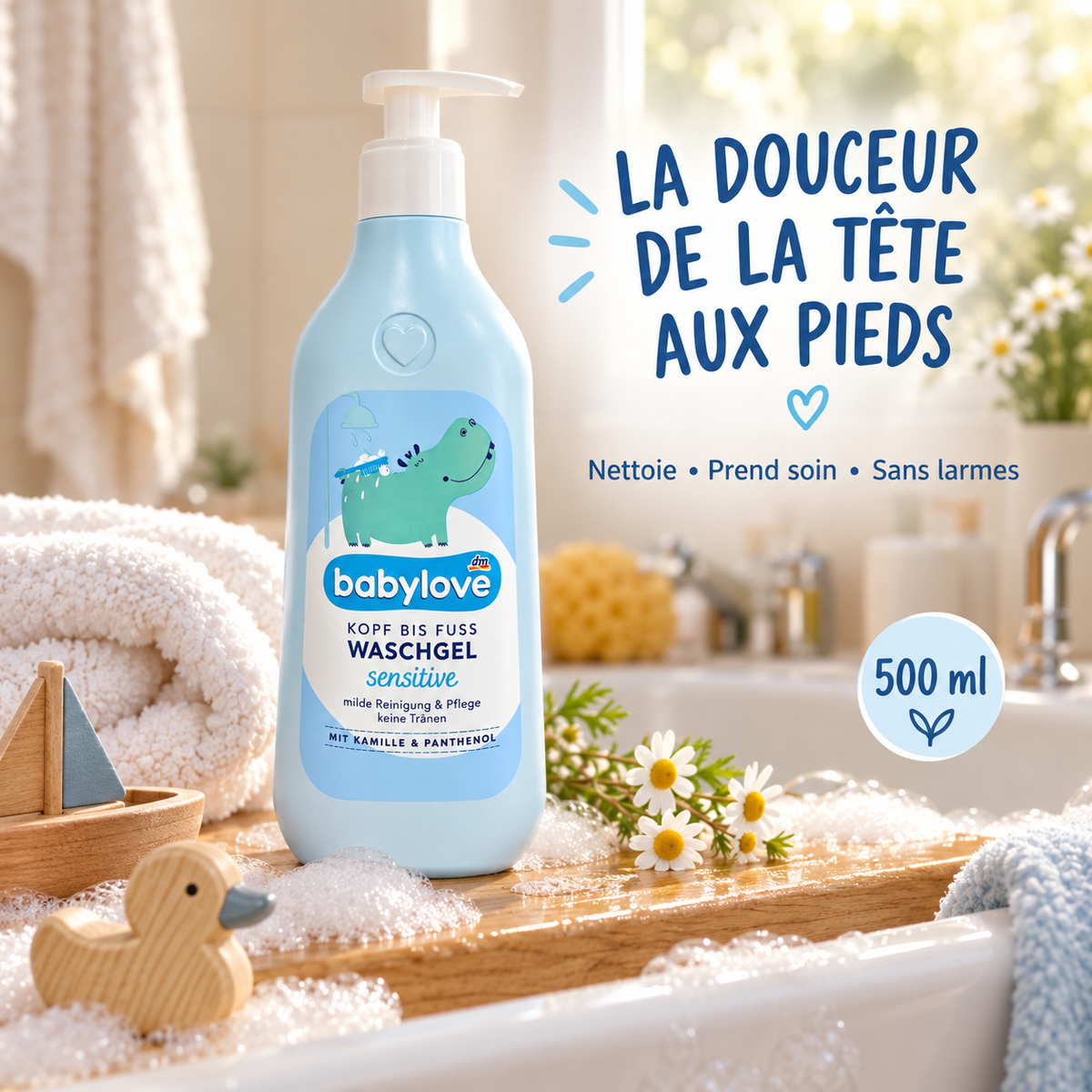 babylove Sensitive – Gel Lavant de la Tête aux Pieds, 500 ml