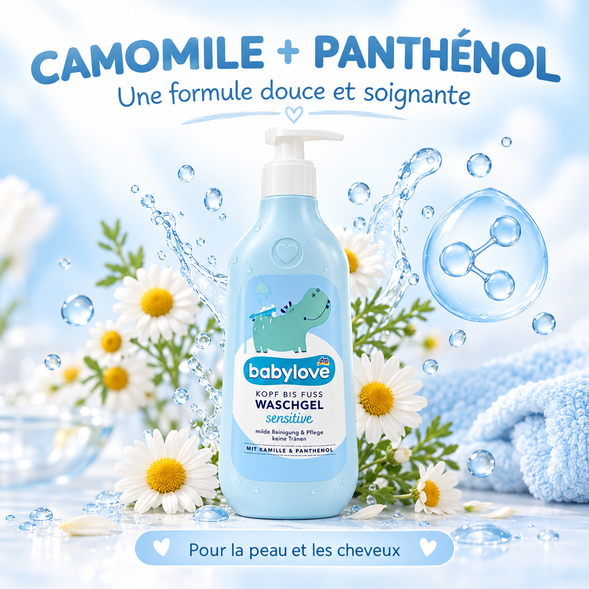 babylove Sensitive – Gel Lavant de la Tête aux Pieds, 500 ml