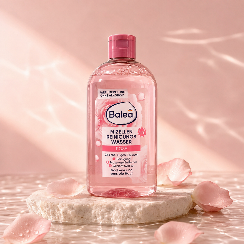 Eau micellaire 3-en-1 Balea Rose – Peaux sèches et sensibles, 400 ml