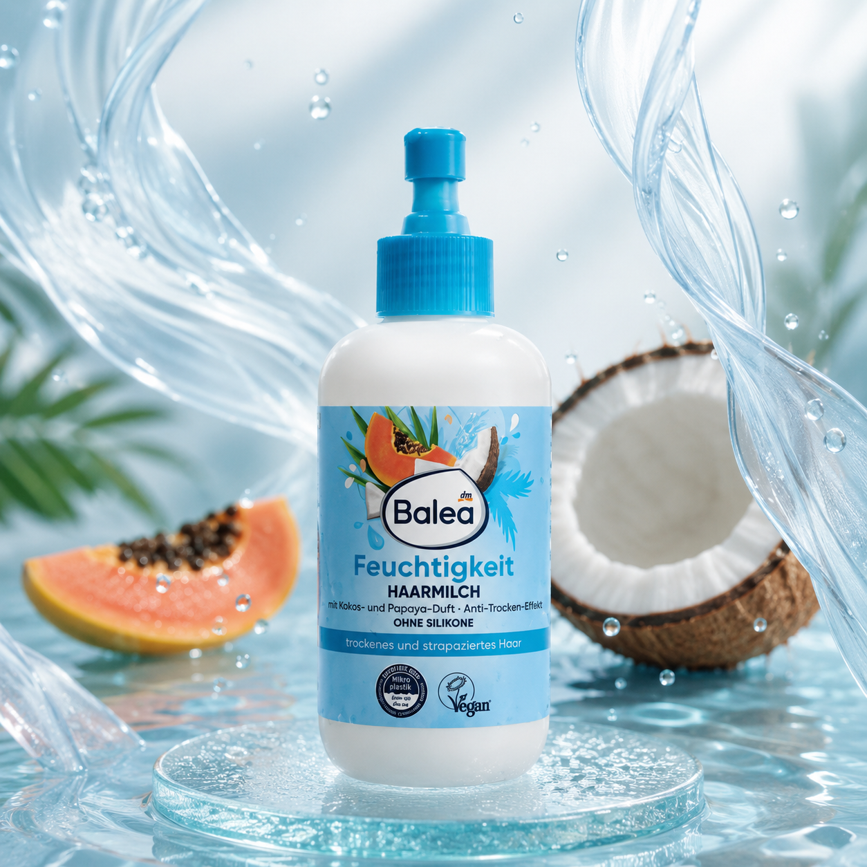Lait capillaire hydratant Balea Coco & Papaye – Cheveux secs, 200 ml