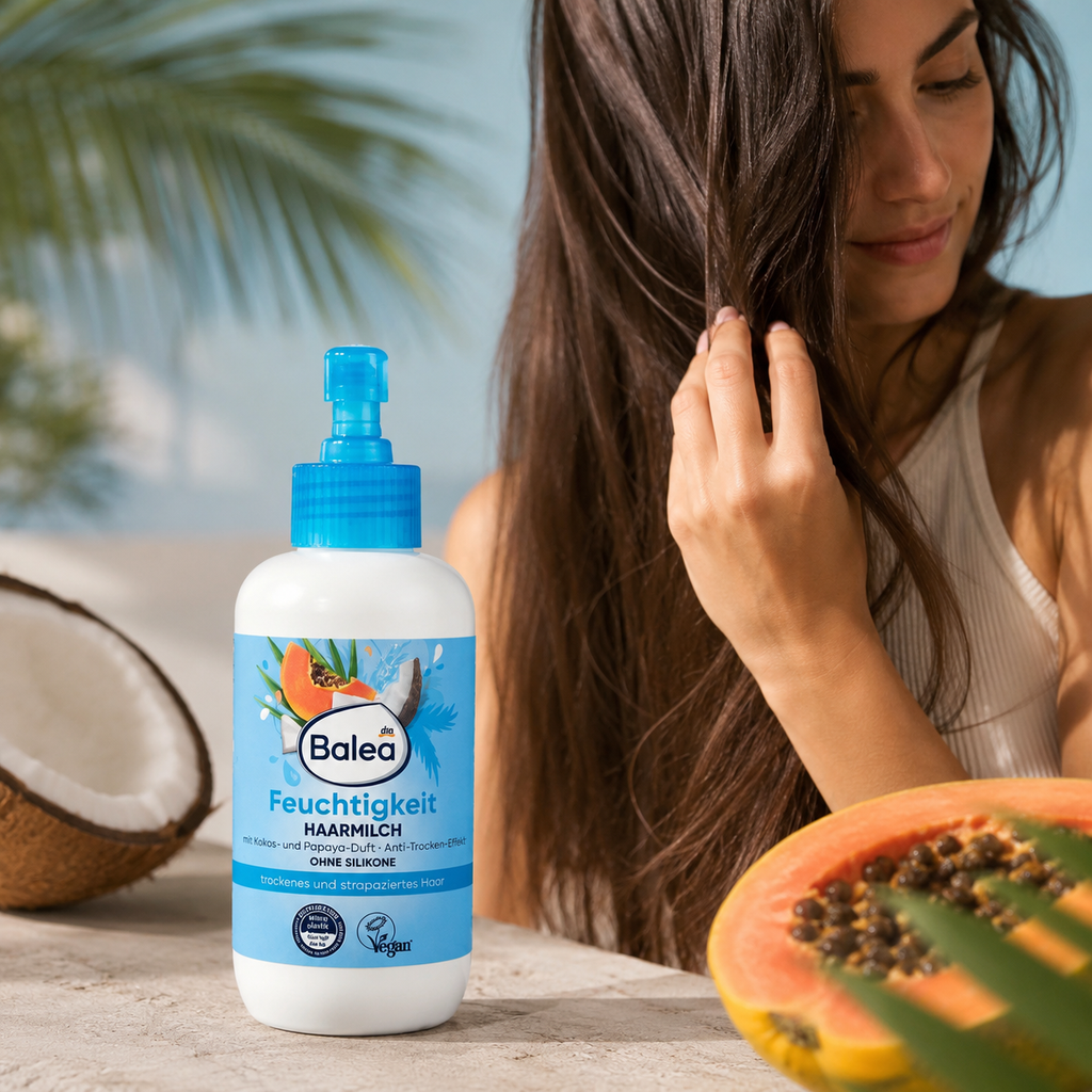Lait capillaire hydratant Balea Coco & Papaye – Cheveux secs, 200 ml