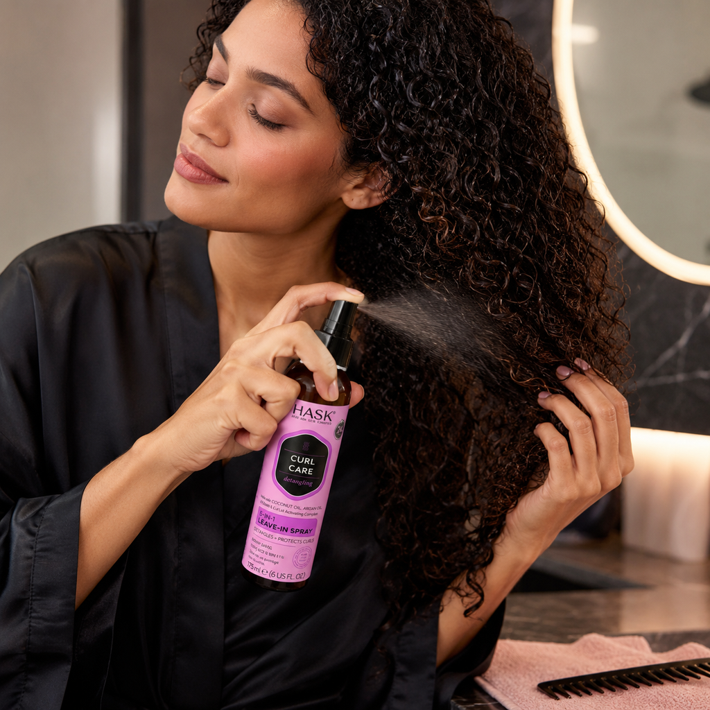 Spray sans rinçage 5-en-1 HASK Curl Care – Soin des boucles, 175 ml
