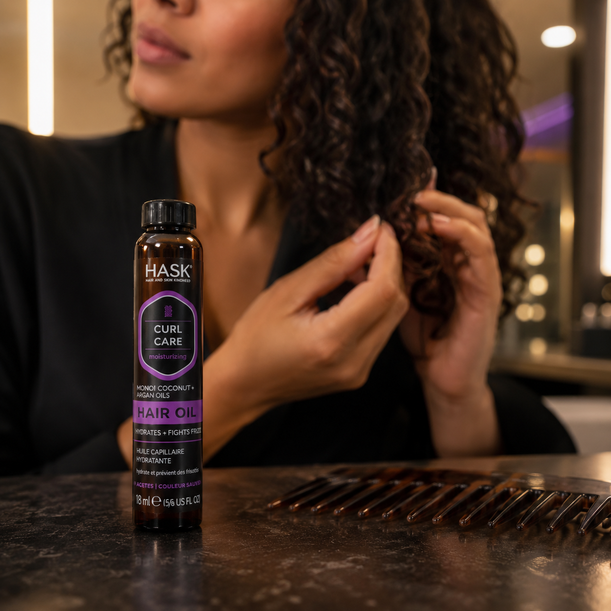 Huile capillaire hydratante HASK Curl Care – Cheveux bouclés, 18 ml