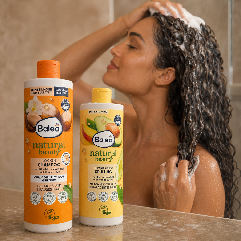 Pack Boucles Balea – Shampooing Curl + Après-shampooing réparateur, 750 ml