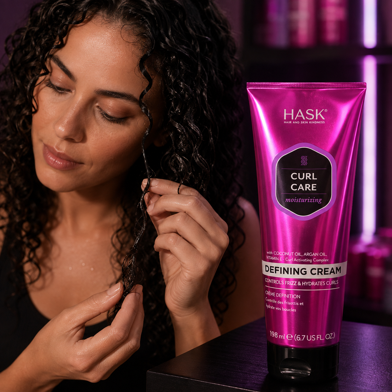 Crème définissante HASK Curl Care – Hydratation & définition des boucles, 198 ml