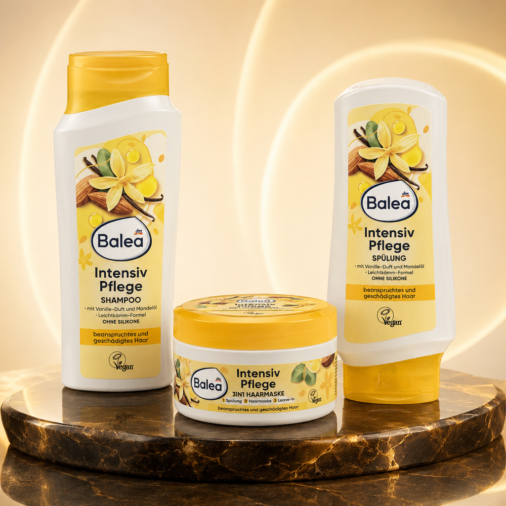 Pack Balea Intensivpflege – Shampooing, Après-shampooing & Masque capillaire 3-en-1, 3 × 300 ml