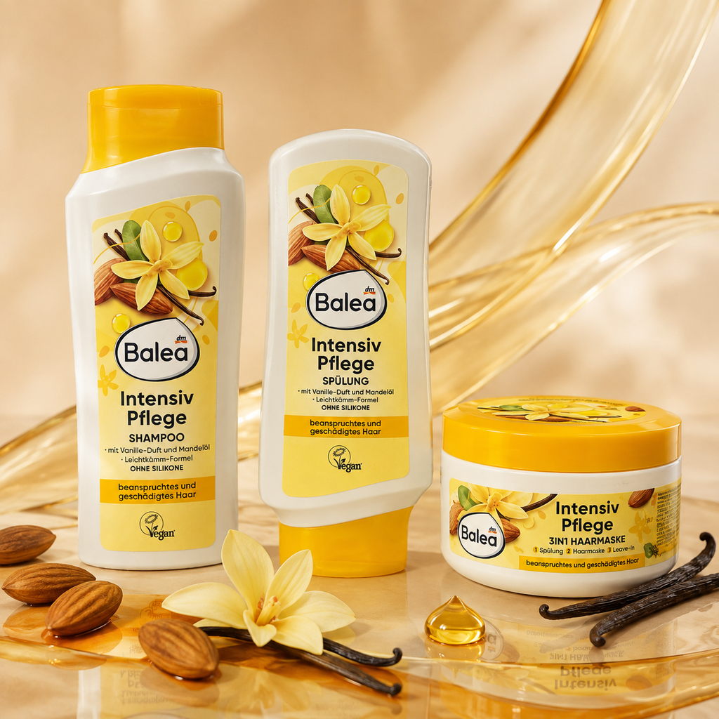 Pack Balea Intensivpflege – Shampooing, Après-shampooing & Masque capillaire 3-en-1, 3 × 300 ml