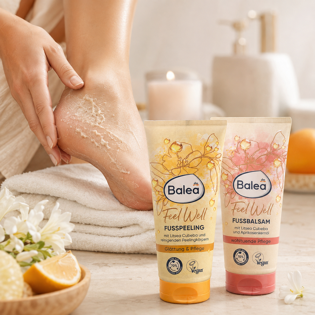 Pack Balea Feel Well – Gommage & Baume hydratant pour les pieds, 2 × 100 ml