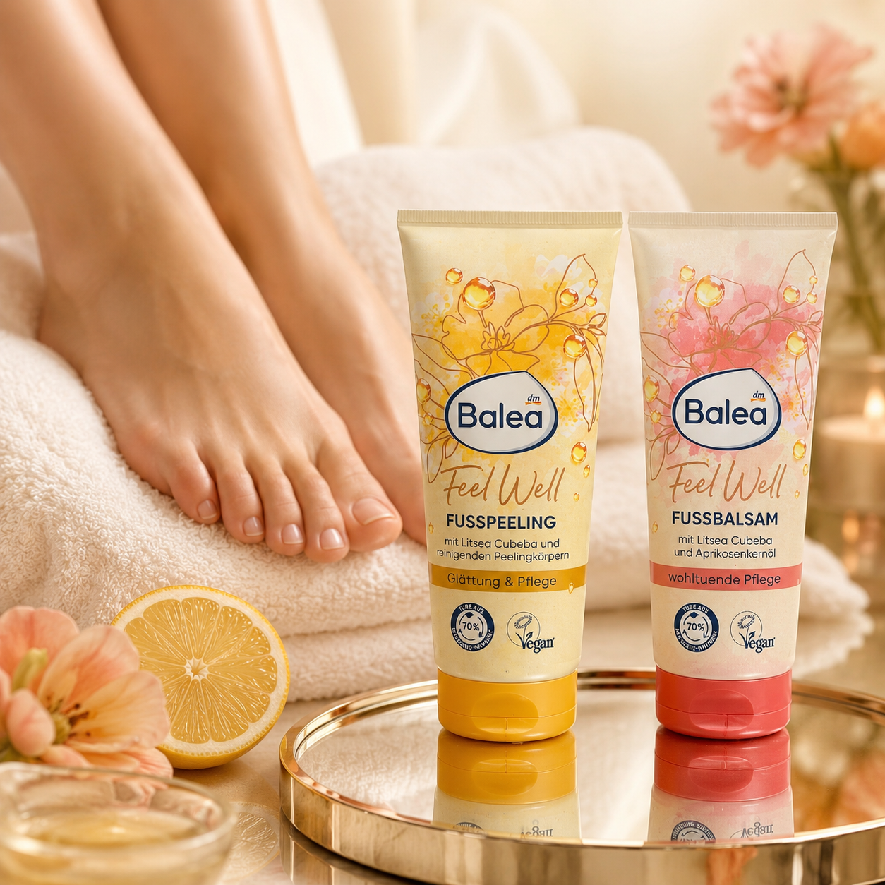 Pack Balea Feel Well – Gommage & Baume hydratant pour les pieds, 2 × 100 ml