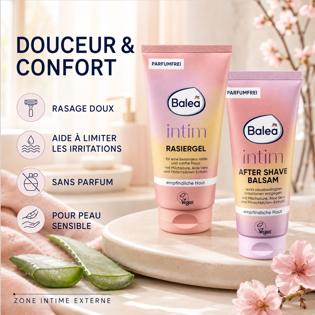 Pack Balea Intim – Gel de rasage doux 150 ml + Baume après-rasage 100 ml