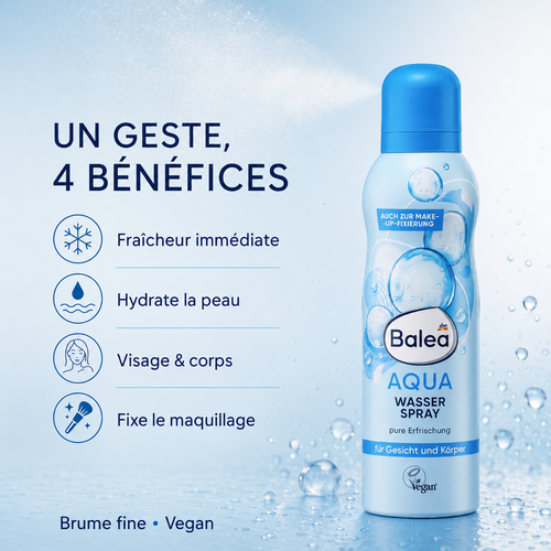 Balea Aqua Brume Rafraîchissante Visage & Corps – 150 ml