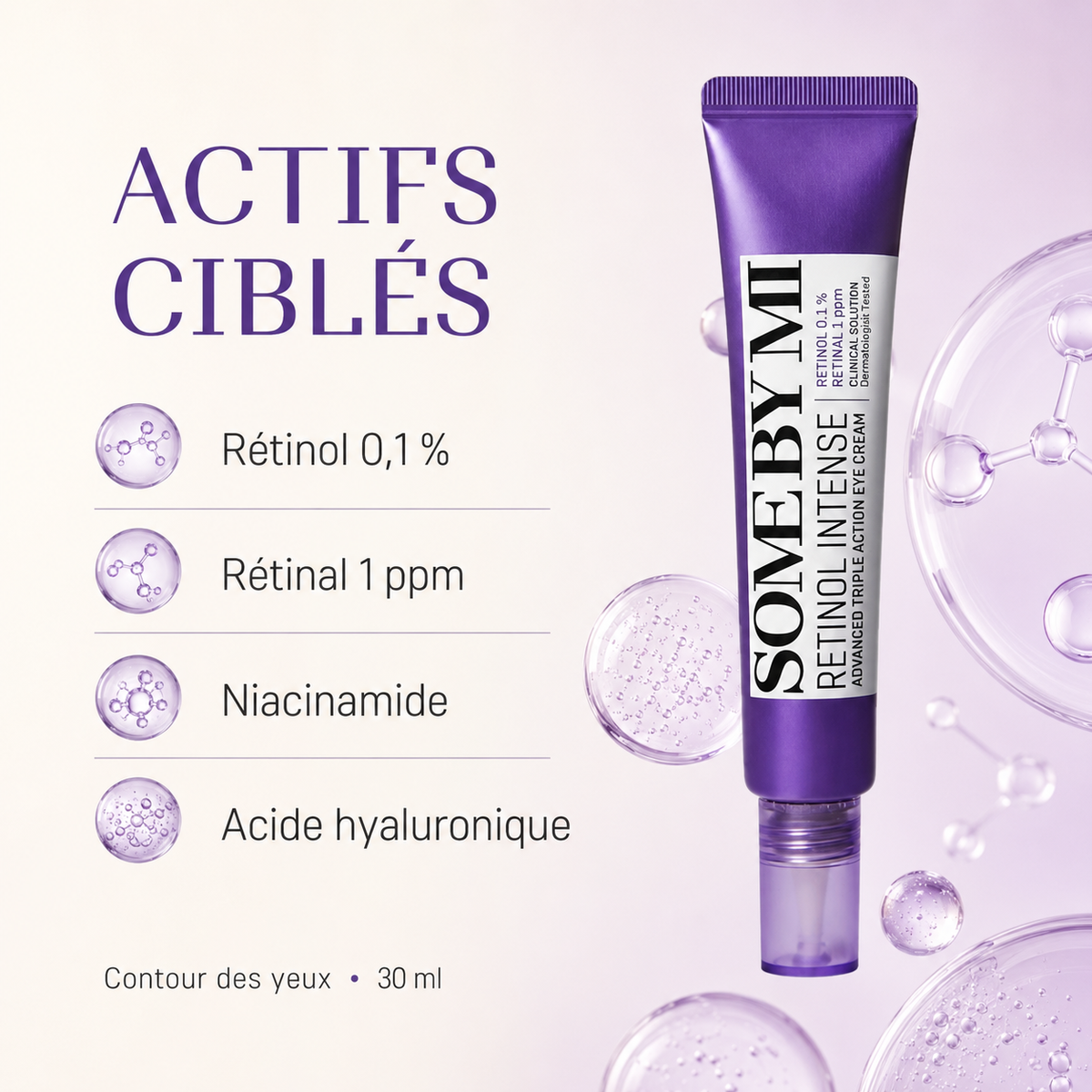SOME BY MI Retinol Intense Eye Cream – Contour des yeux au rétinol 0,1 %, 30 ml