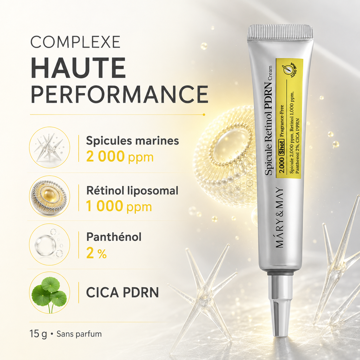 Mary&May Spicule Retinol PDRN Cream – Soin anti-âge au rétinol, 15 g