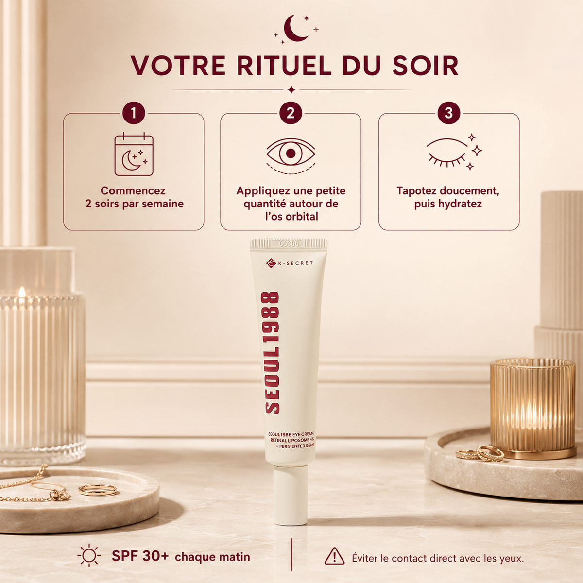 K-SECRET SEOUL 1988 Crème Yeux – Retinal Liposome 4 % & Soja Fermenté, 30 ml