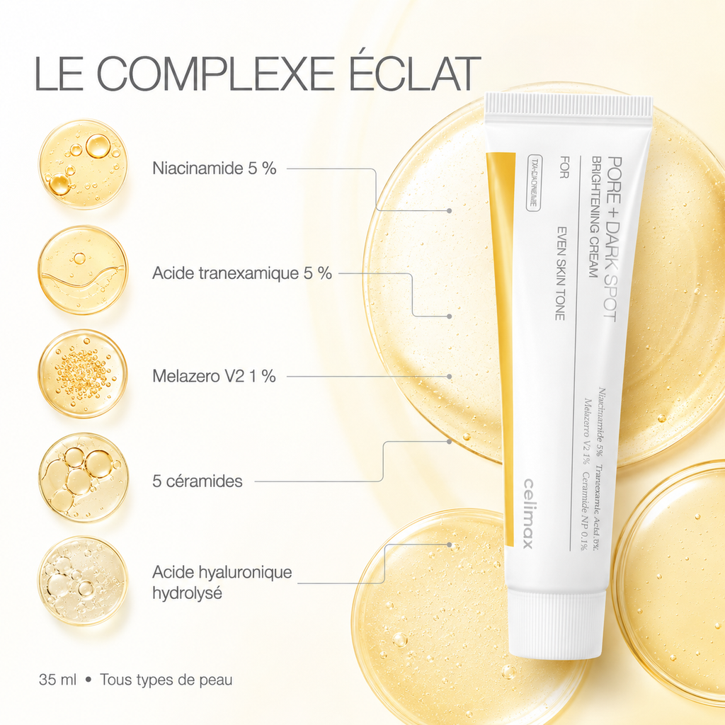 Celimax Crème Anti-Taches & Pores – Niacinamide 5 % + Acide Tranexamique 5 %, 35 ml