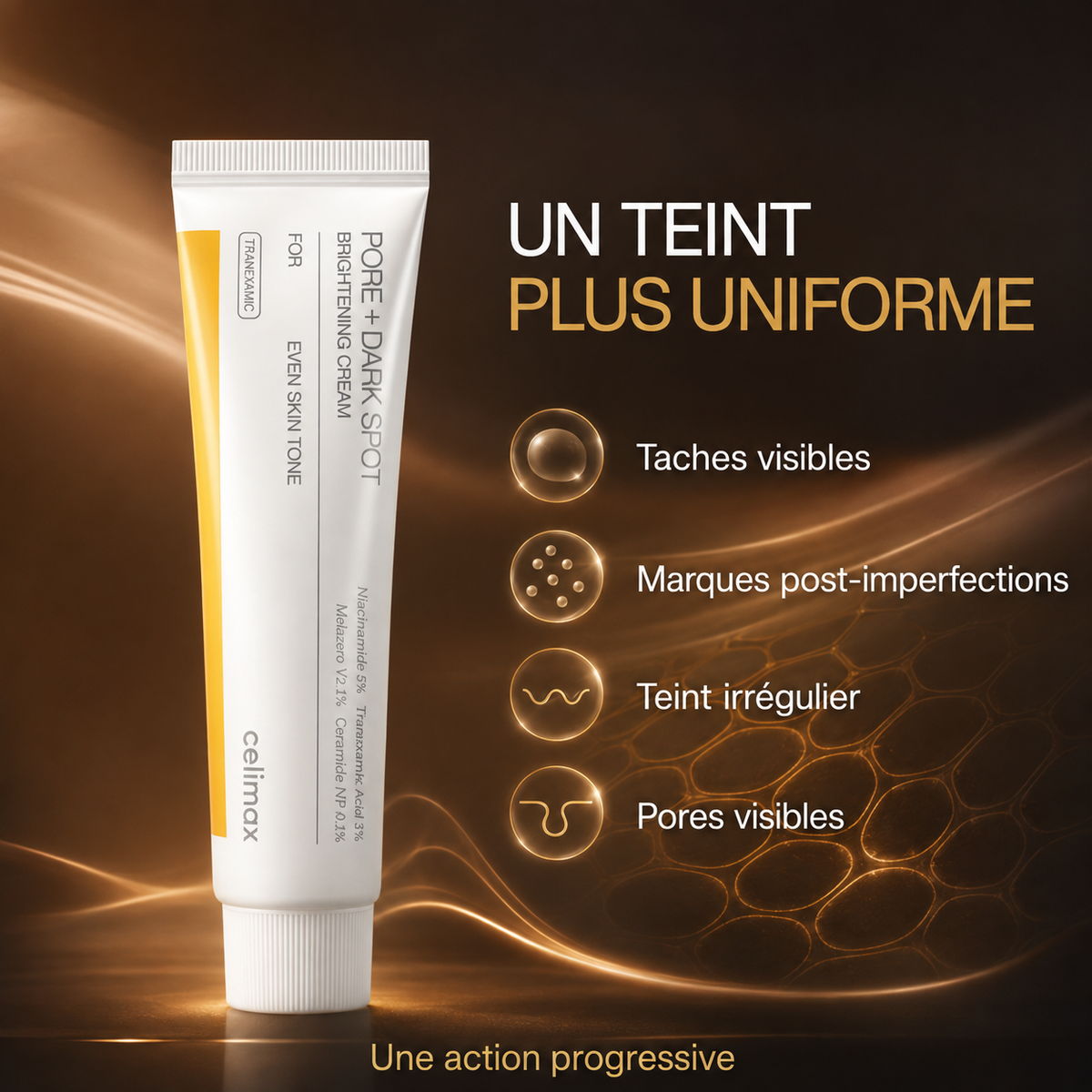 Celimax Crème Anti-Taches & Pores – Niacinamide 5 % + Acide Tranexamique 5 %, 35 ml