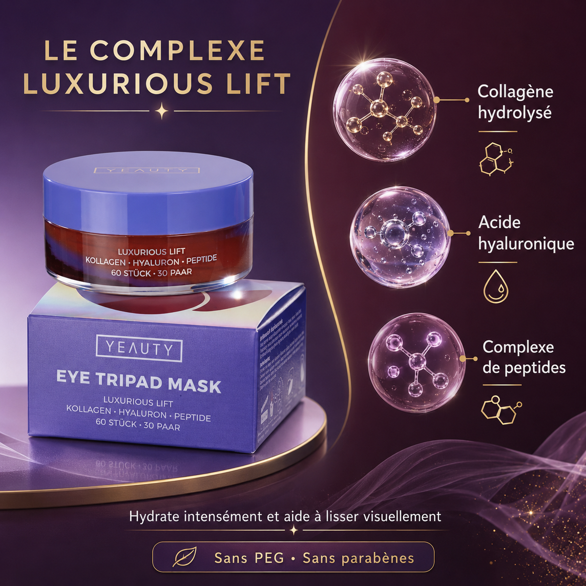 YEAUTY Luxurious Lift Patchs pour les Yeux – 60 pièces